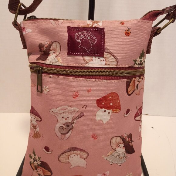 2023 FAIRY DROP ART Merry Mushrooms Print Nylon Crossbody Bag - Picture 3 of 13